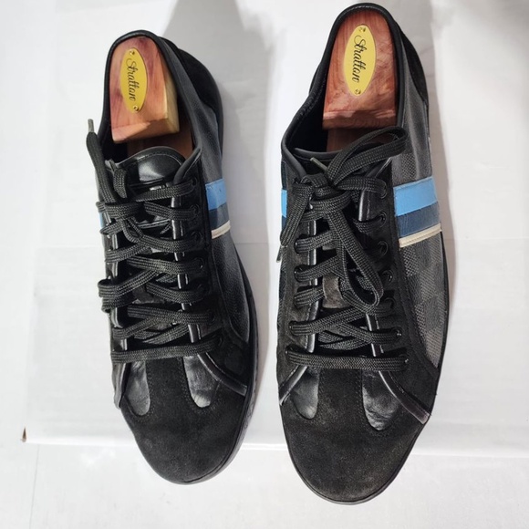 Authentic LOUIS VUITTON Suede Canvas Totem Sneakers Black Size 7 - Picture 3 of 16